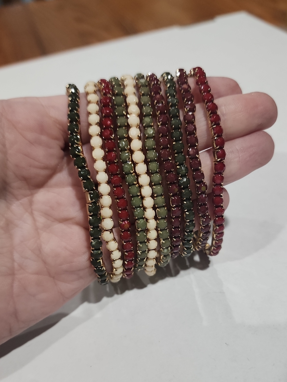 Maurices Multistrand Beaded Wrap Bracelet in Red, Green & Cream